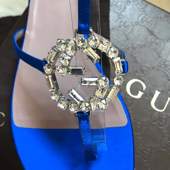 ⭕️SOLD⭕️. NEW! GUCCI GG Swarovski Crystal Sandals - Picture 3 of 8